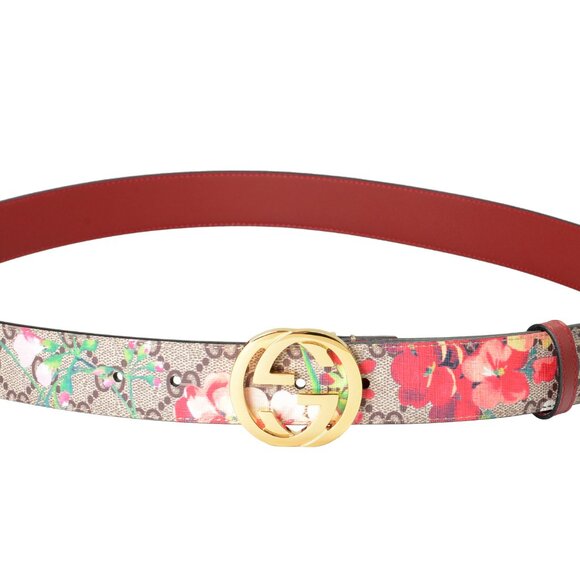 Gucci Guccissima Flower Print Leather Double G Buckle Belt US 40 IT 100 - Picture 2 of 3